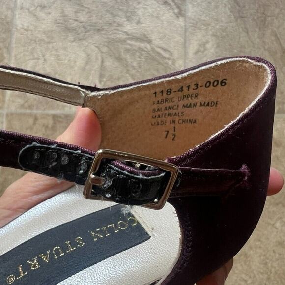 Vtg Y2K Colin Stuart Satin Heels 7.5 Purple Iridescent Prom Formal Wedding Glam - Picture 3 of 6